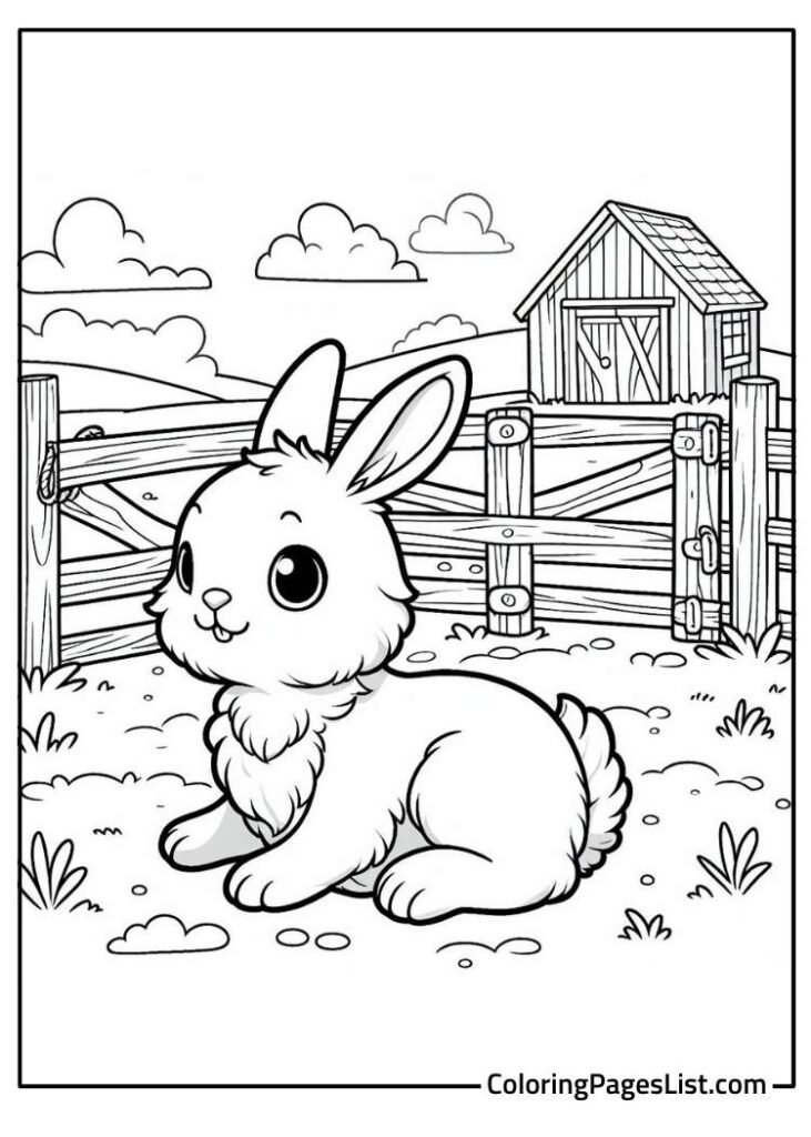 Rabbit and Fall Leaves coloring page