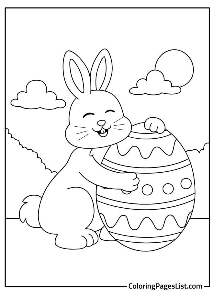 Simple Outline Of Rabbit Coloring For Kids