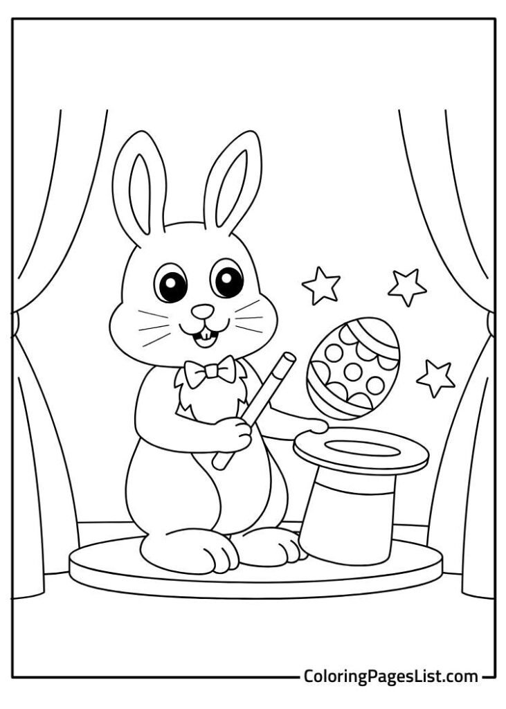 Adorable Magician Rabbit doing some magic  coloring page