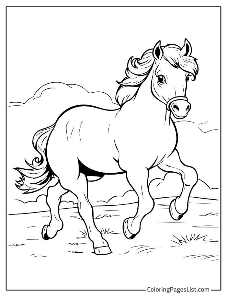 Beautiful Horse Running Wild Coloring Sheet