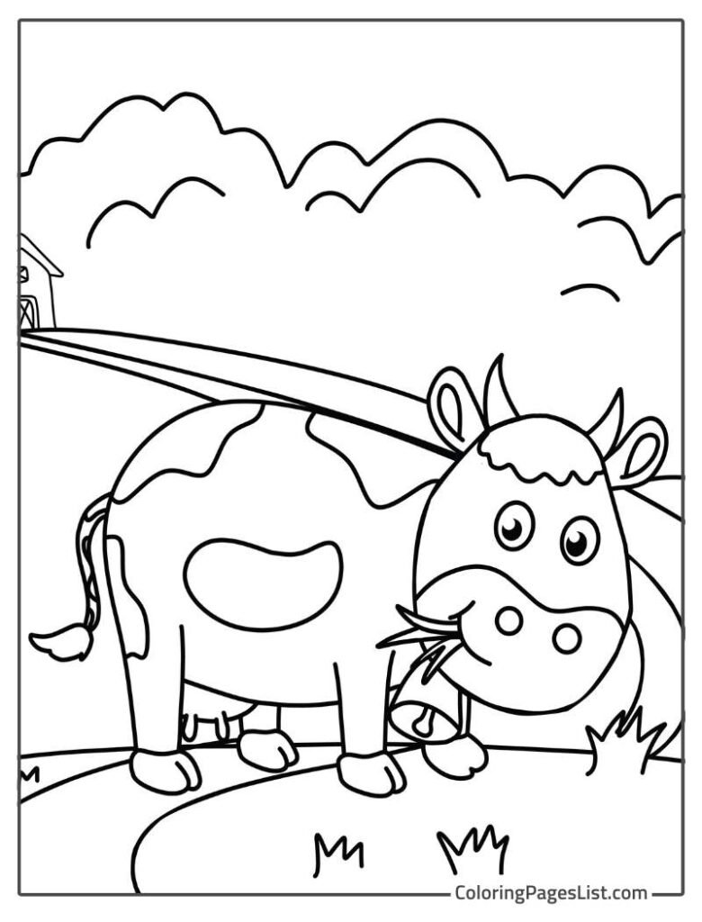 Cow Grazing In The Farm For Kids