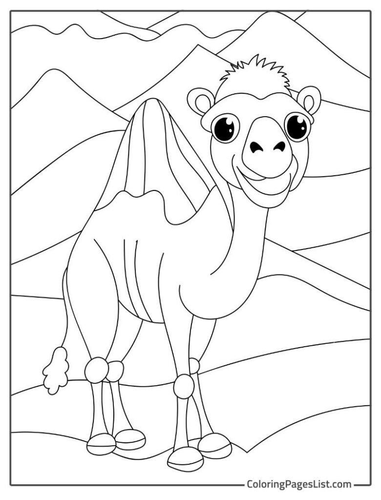 Cute Camel Coloring Page For Adults