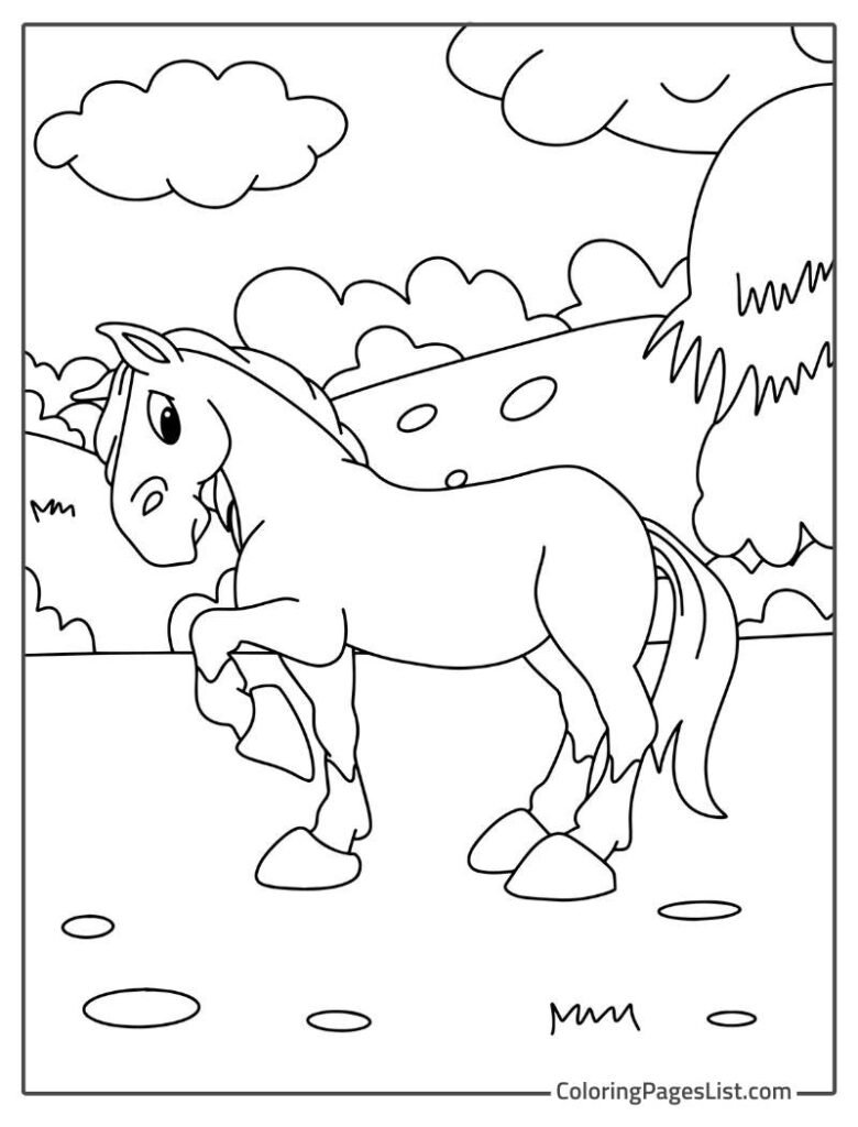 Horse Enjoying Outside Coloring Page