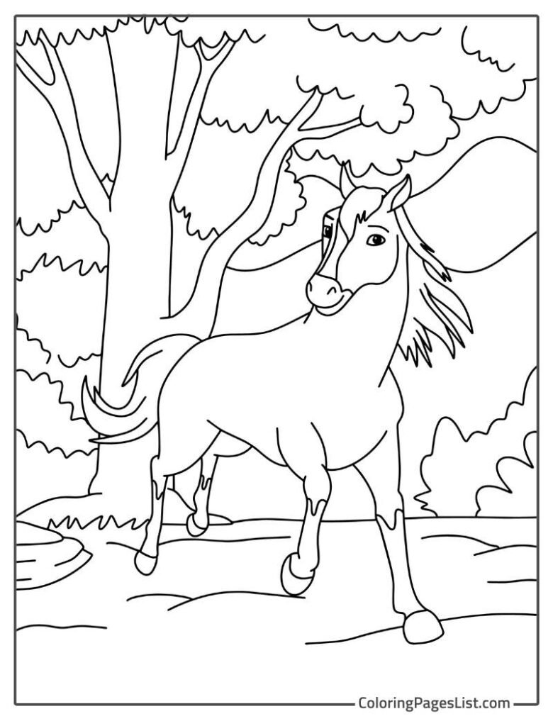 Horse Standing In Front of The Tree