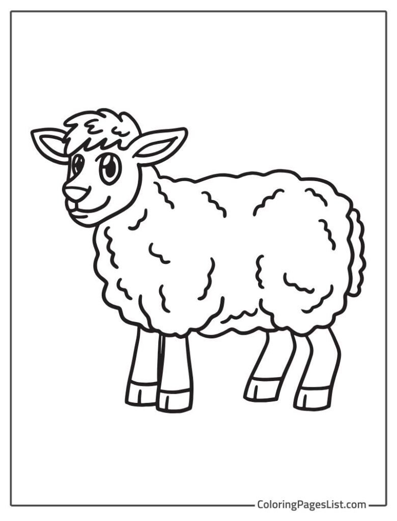 Sheep Simple Outline Coloring Page