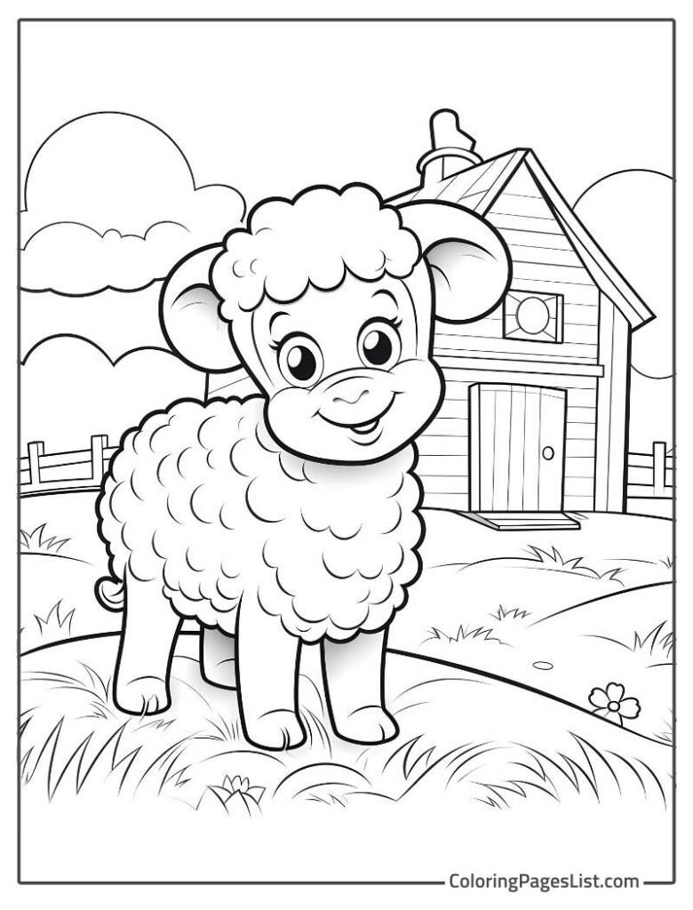 Sheep Smiling And Standing In Front Of The Farm