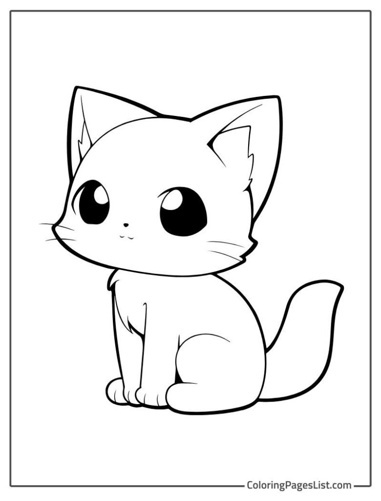 Simple Cat Outline For Coloring