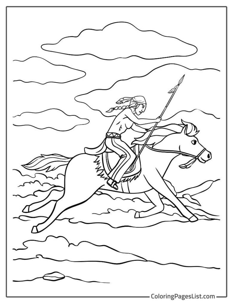 Warrior Sitting On the Horse with Spear And Running