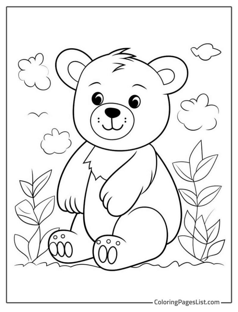 Bear Enjoying Outside To Color In For Kids