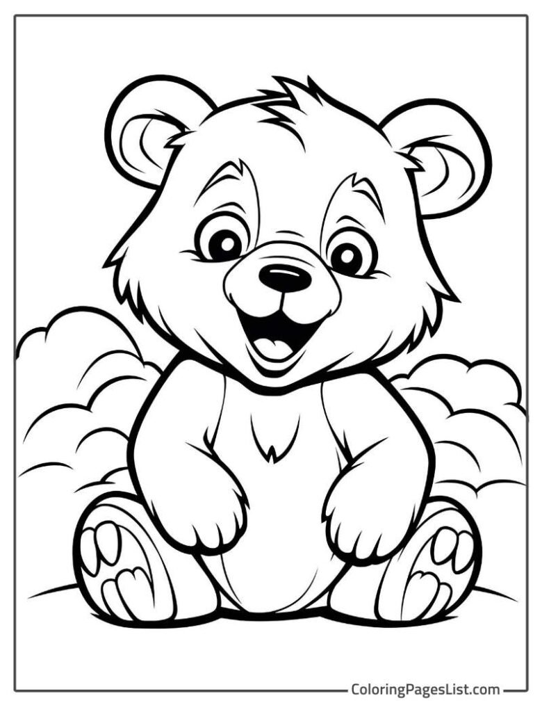 Bear Laughing While Sitting On The Ground Coloring Page