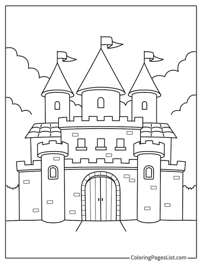 Beautiful Castle Coloring Sheet For Adults