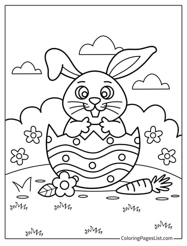 Cute Bunny Popped Out Of The Egg To Color