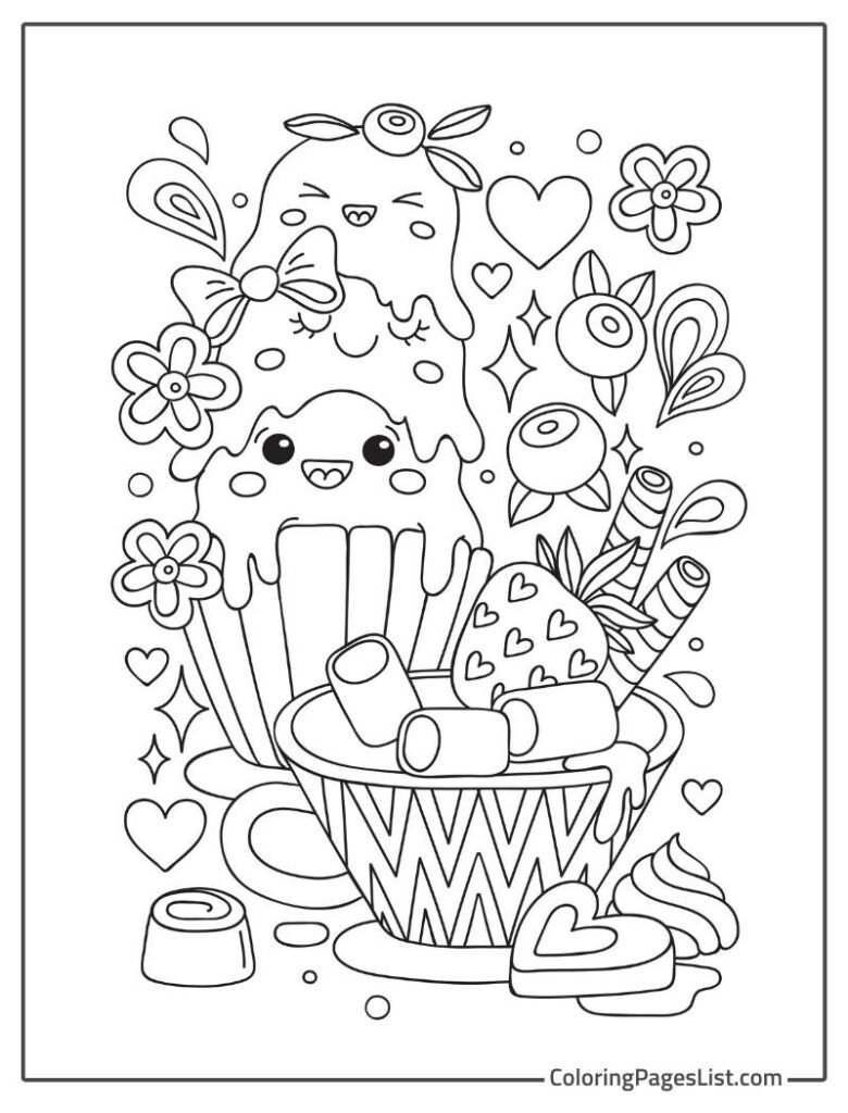 Cute Kawaii Coloring Page For Kids