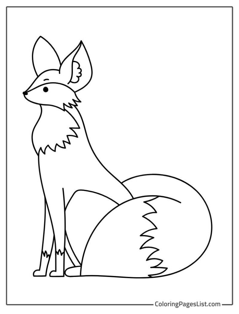 Cute Simple Fox Coloring Page For Kids