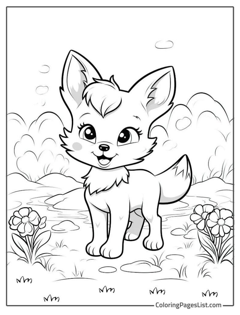 Fox Enjoying Outside To Color In For Kids