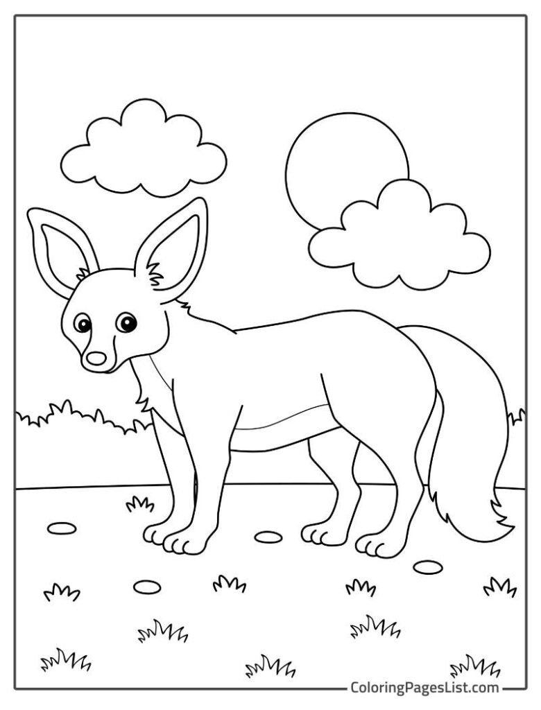 Fox Walking Outside Coloring Page