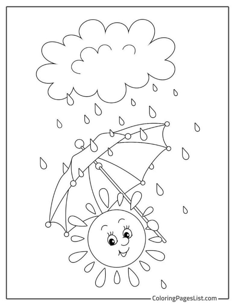 Funny Sun Holding Umbrella During Rain Day