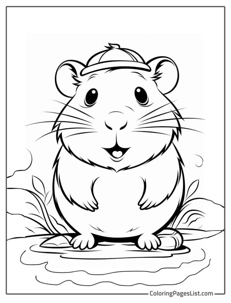 Hamster Enjoying In The Water To Color