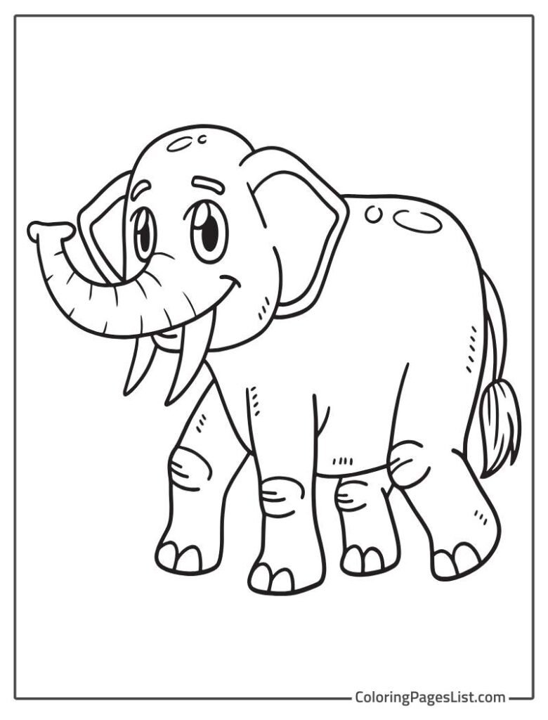 Simple Elephant Outline Coloring Page