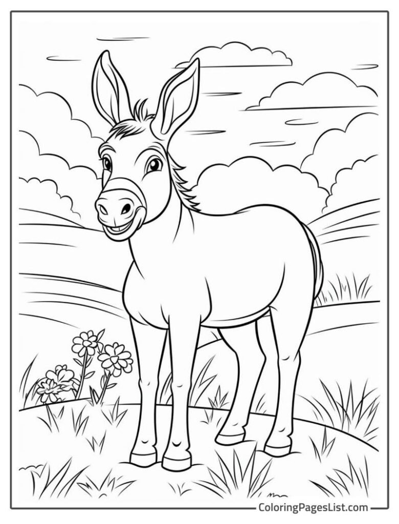 Simple Outline Of Enjoying Donkey Outside