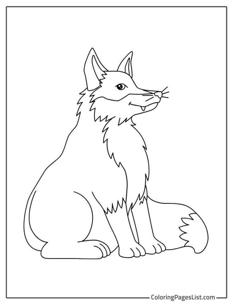 Simple Outline Of Fox To Color