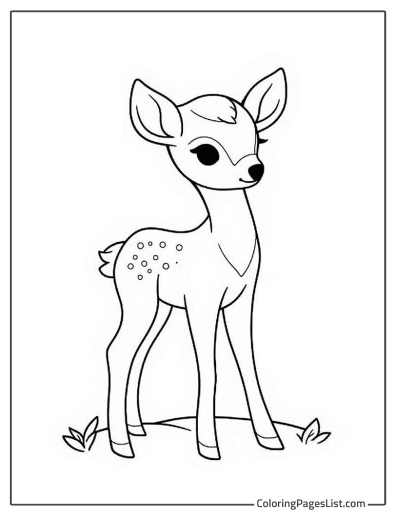 Simple Outline Of Standing Deer To Color In