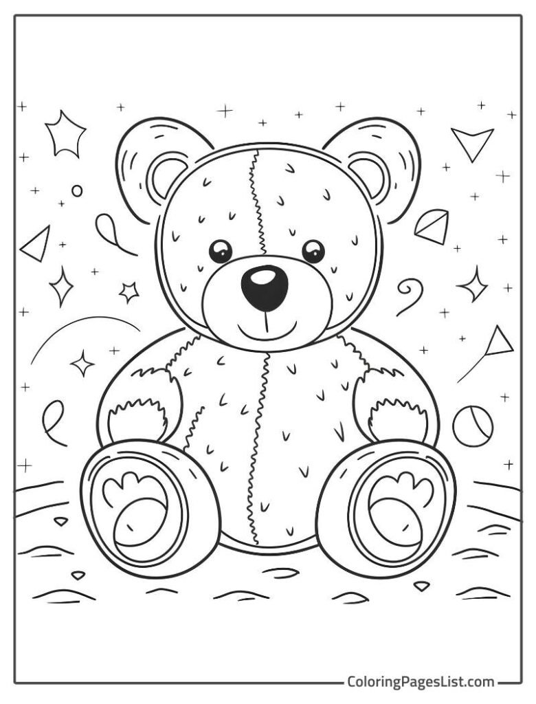 Simple Outline Of Teddy Coloring Sheet