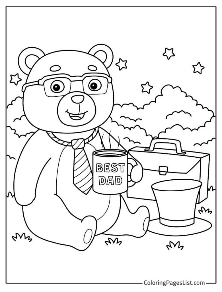 Teddy Bear Enjoying In The Park And Smiling To Color In