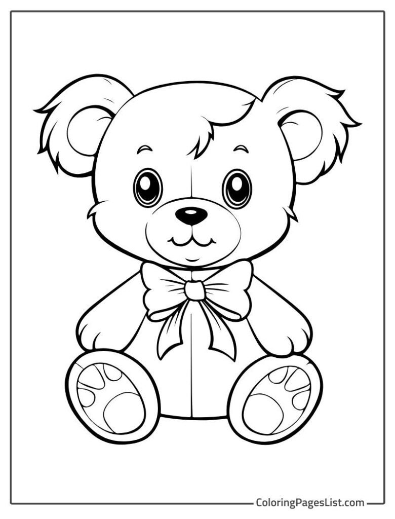 Teddy Simple Outline To Color In For Kids