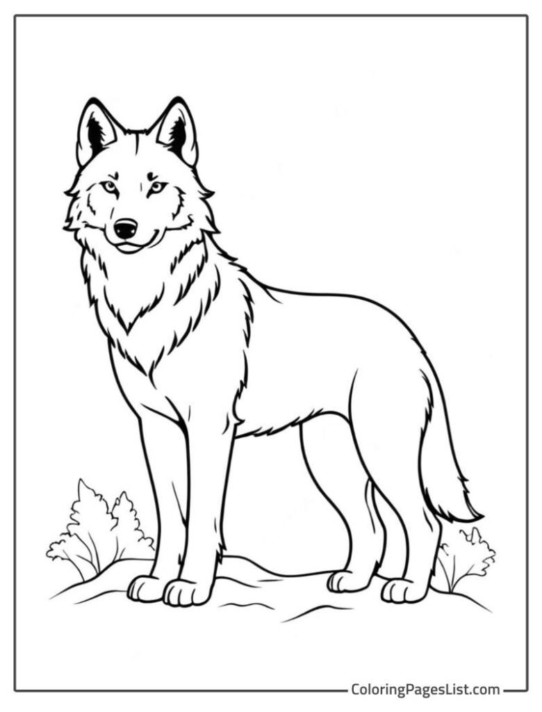 Very Simple Outline Of Wolf To Color In