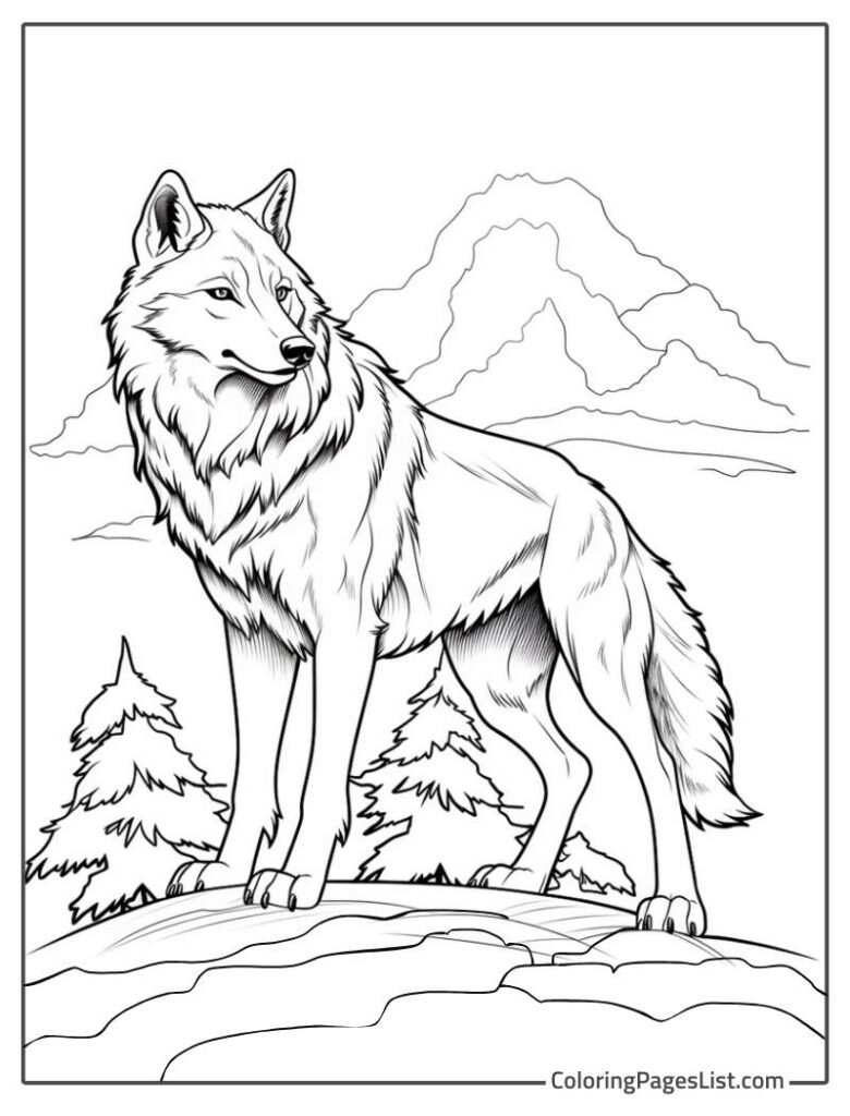 Wolf In The Jungle Coloring Page