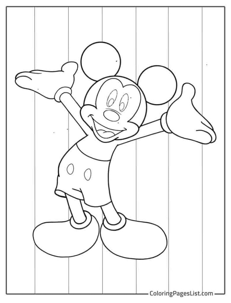 Cute Smiling Mickey Mouse Enjoying To Color