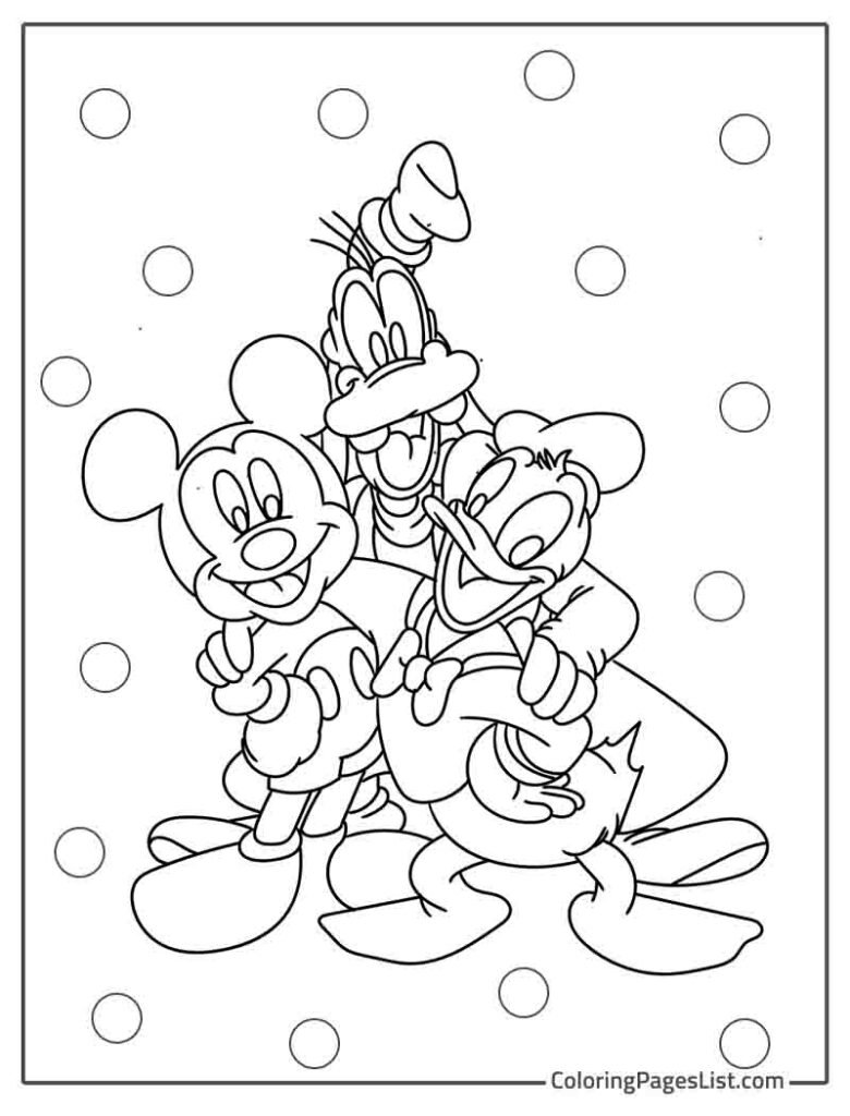 Mickey Donald And Goofy Playing Coloring Sheet