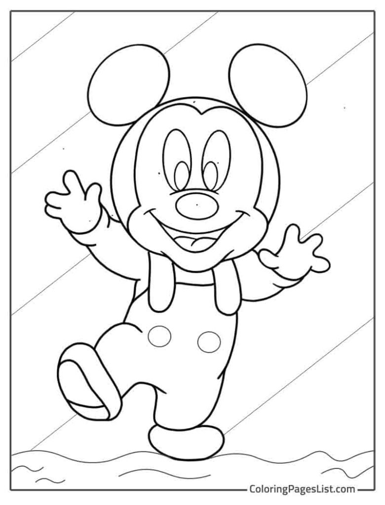 Mickey Mouse Dancing And Smiling To Color