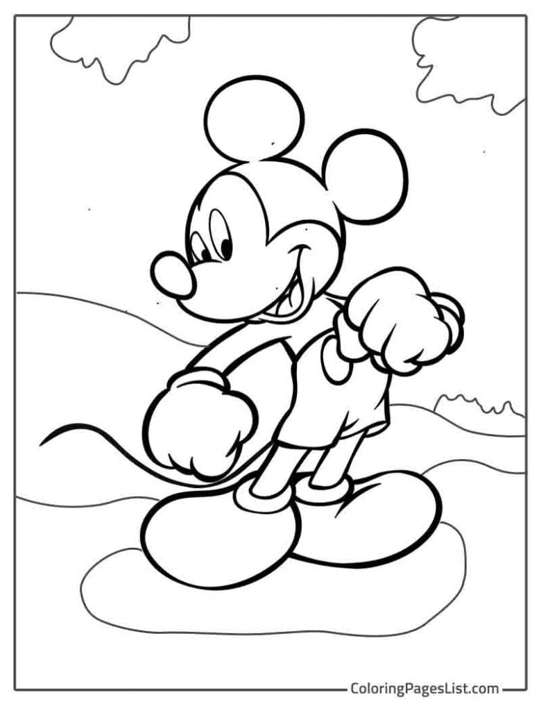 Mickey Mouse Enjoying Outside To Color