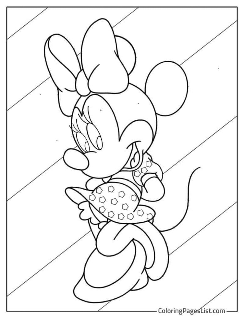 Minnie Mouse Smiling Coloring Sheet For Kids