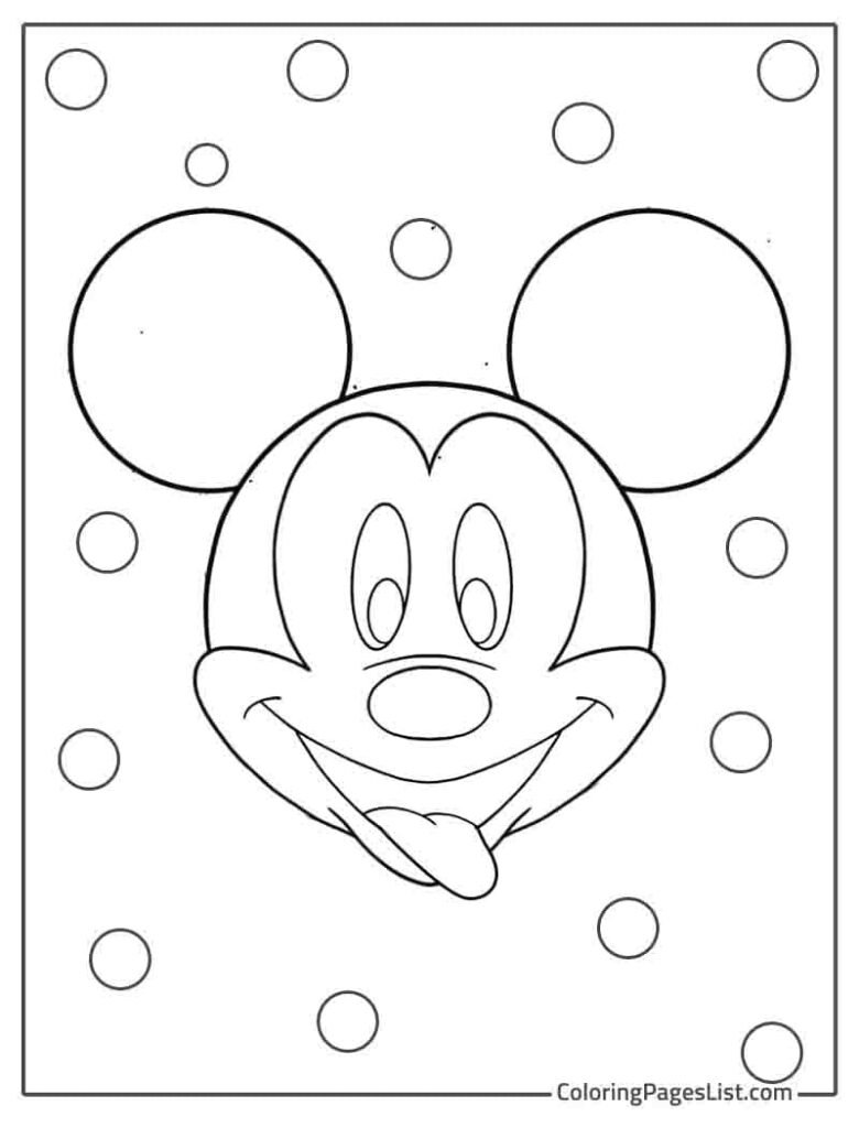 Smiling Face Of Mickey Mouse Coloring Page