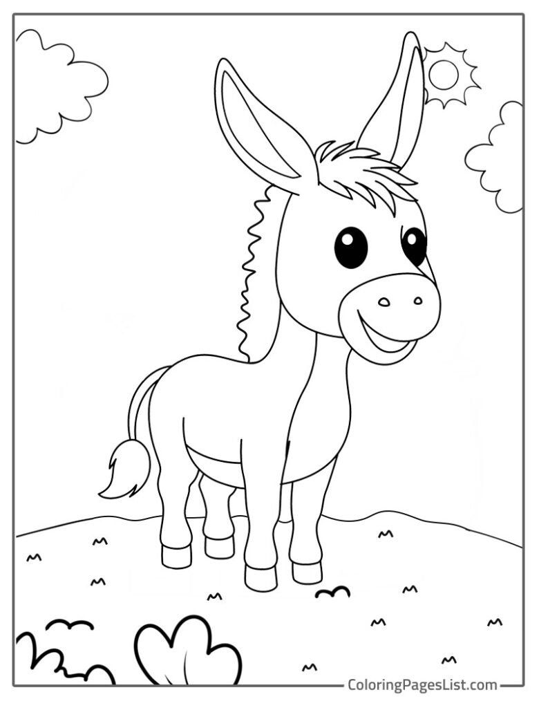 Donkey Smiling And Enjoying Outside To Color