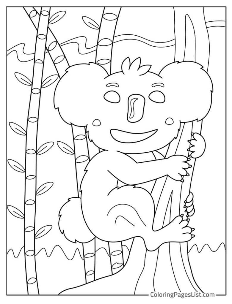 Koala Enjoying In The Jungle To Color