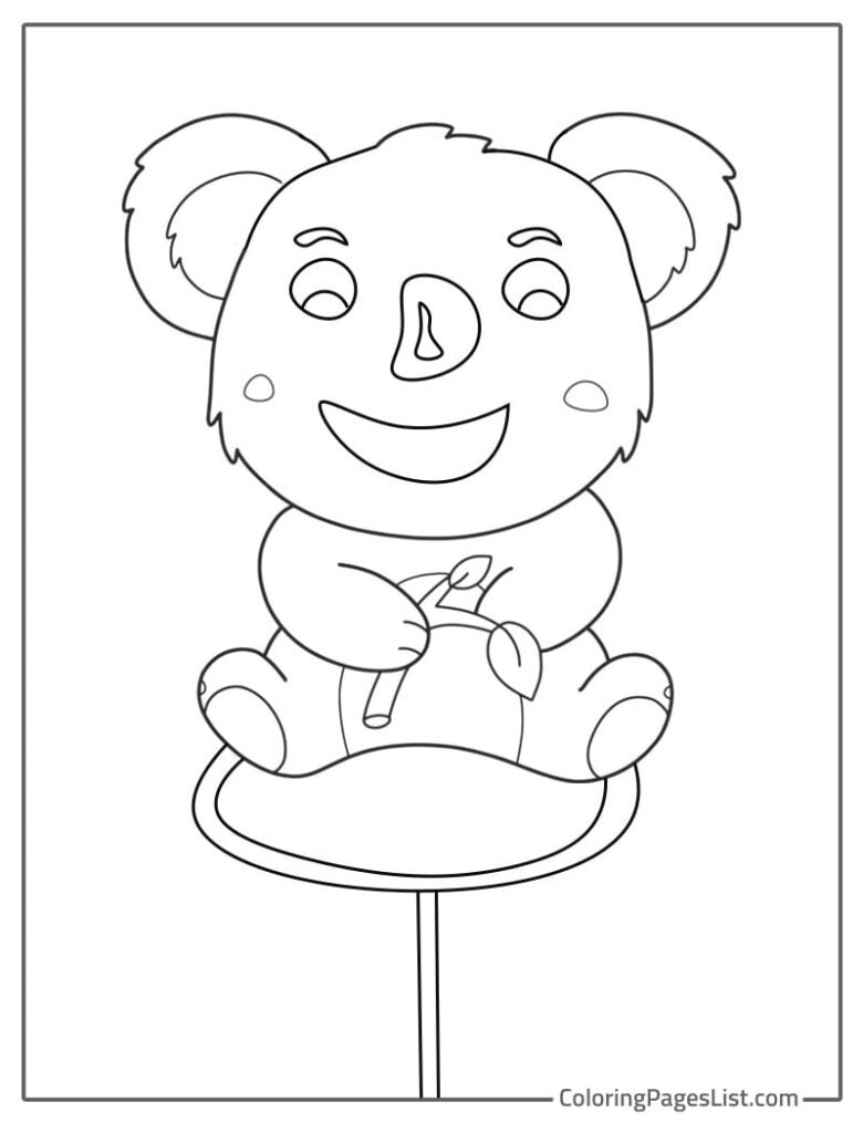 Koala Sitting On The Table To Color