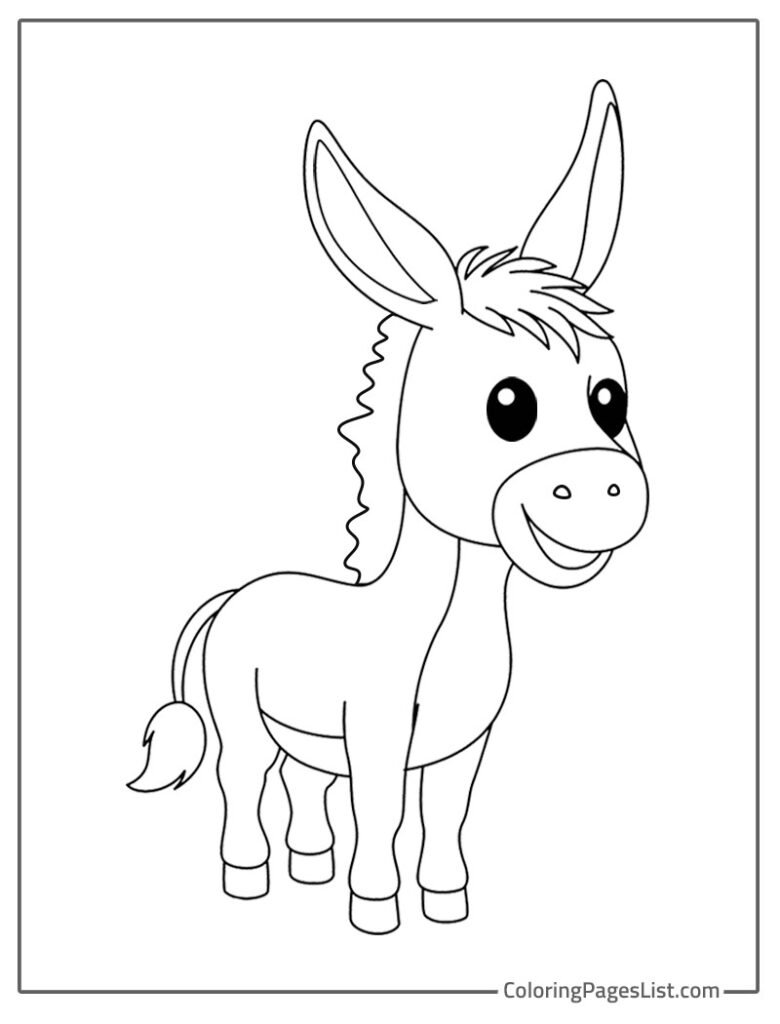 Simple Outline Of Donkey Coloring Page