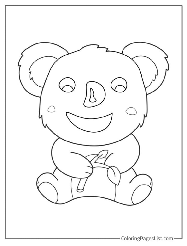 Simple Outline Of Koala Coloring Page