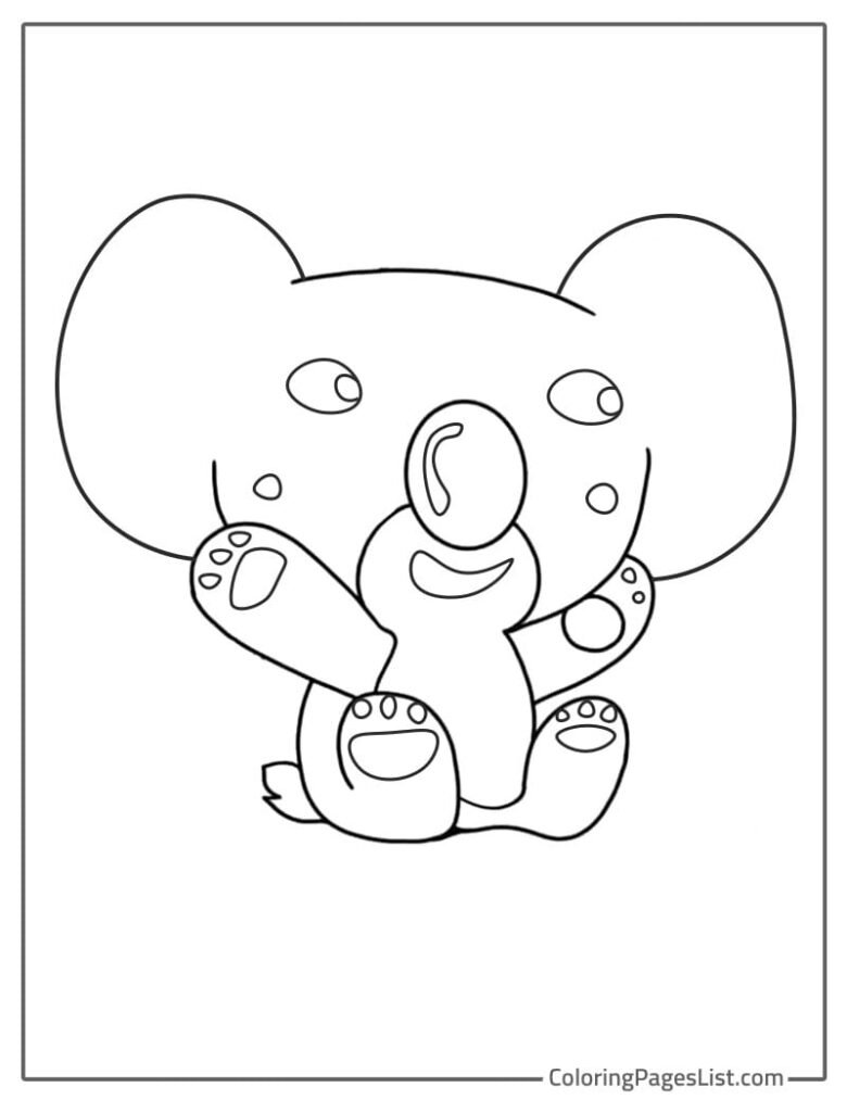 Simple Outline Of Koala Coloring Sheet