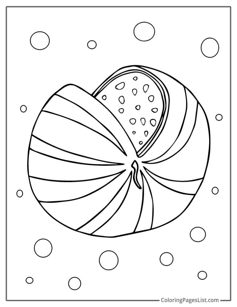 Big Cute Watermelon Coloring Page For Kids