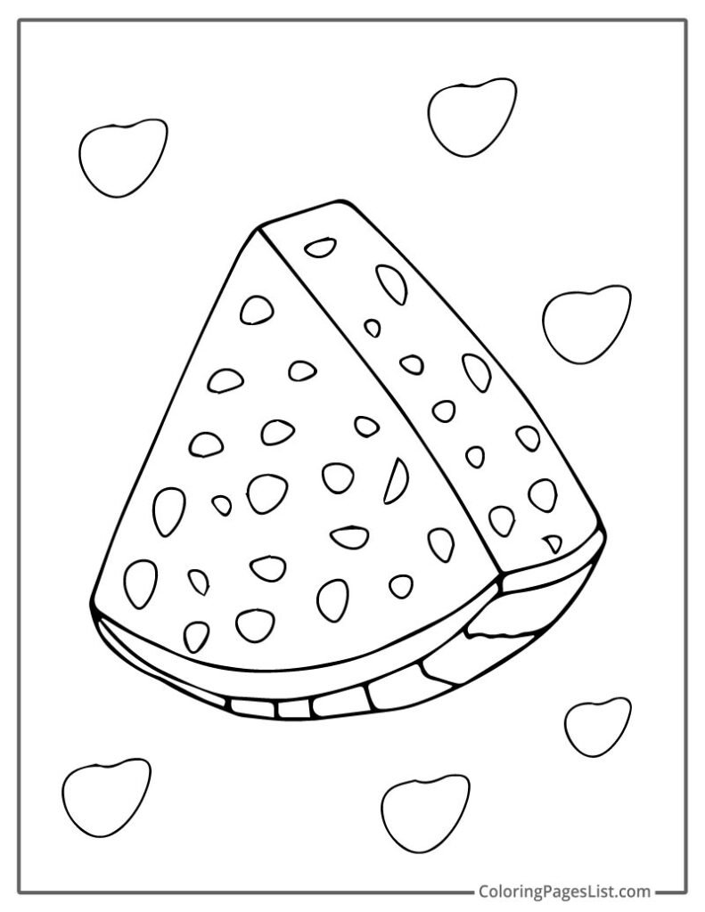 Big Juicy Bite With Seeds Of Watermelon Coloring Page