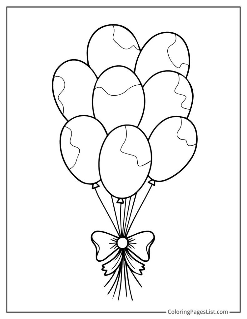 Bunch Of Balloons With Patterns And Ribbon