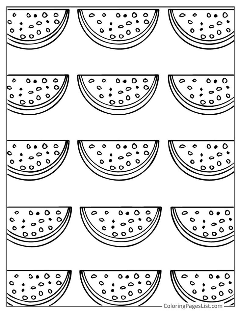 Bunch Of Watermelon Bites Coloring Sheet