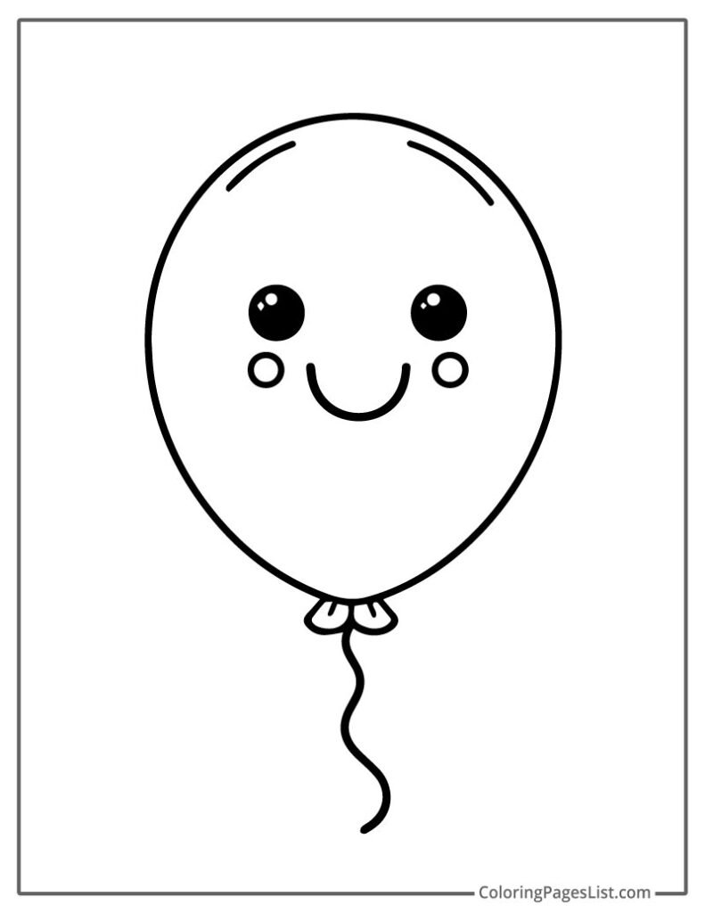 A Coloring Page Of Smiling Balloon