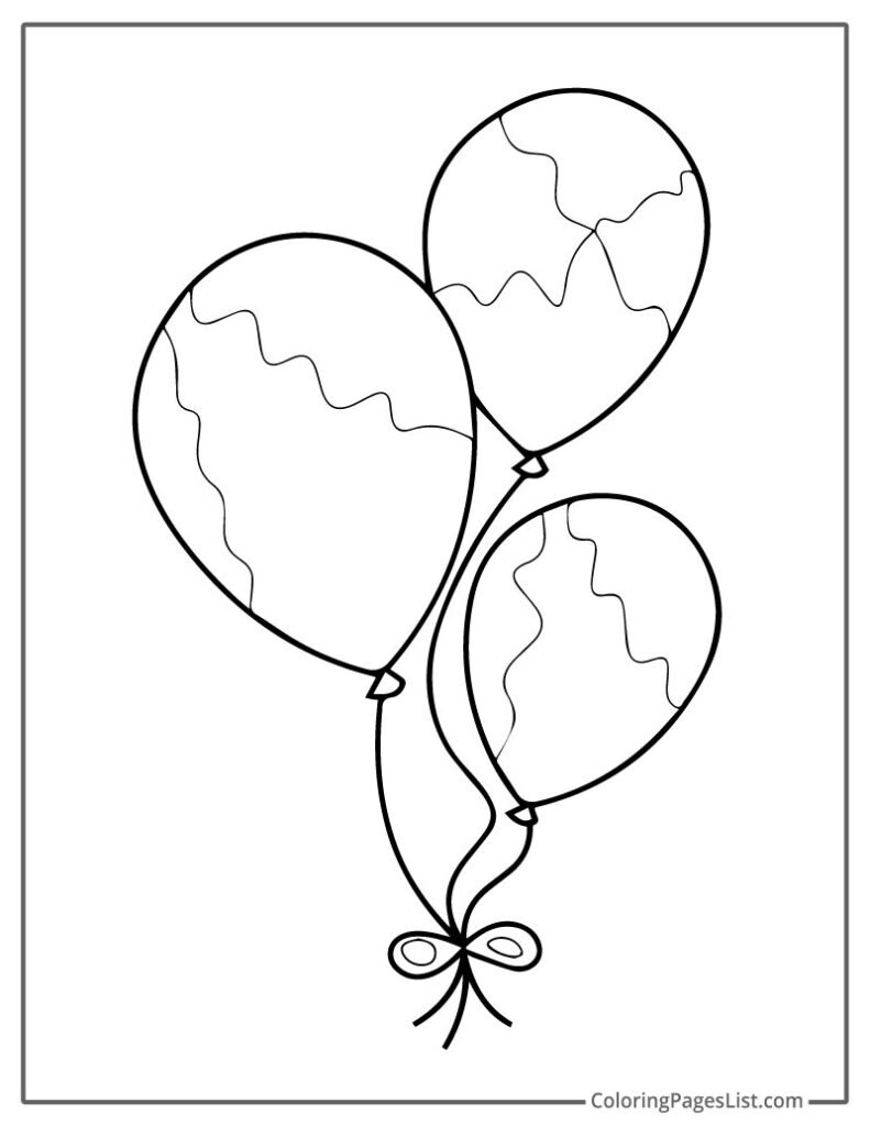 Coloring Page Of Three Simple Balloon