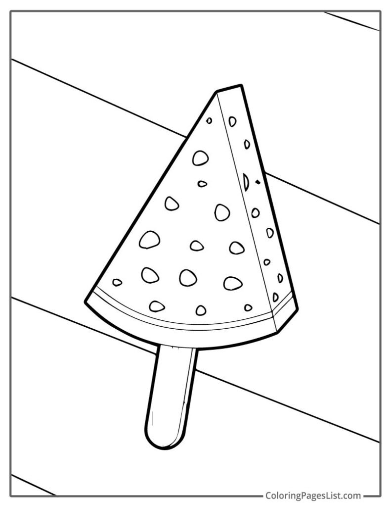 Cute Watermelon Ice Cream Coloring Sheet